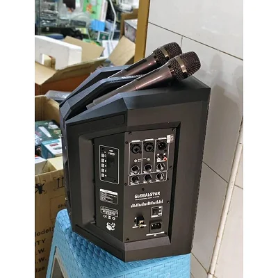 Global star Rechargeable Portable Wireless Amplified Speaker  For Street Preaching Campaigns Advertising Mic Guitar Usb Ports And Knobs For Adjusting Good Bass Treble Echo - Multicolor