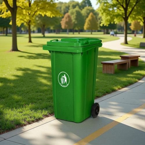 Outdoor 240L Plastic Waste Bin- Heavy Duty - Green.