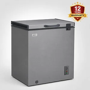 Konka KF-180 180L Chest Freezer – Grey Defrost Deep Freezer with Sliding Glass, LED Light & 12-Year Warranty