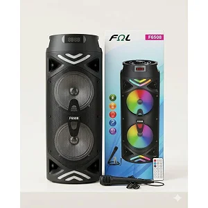 FQL F6508 Dual 6.5-Inch Bluetooth Party Speaker with RGB Lights & Microphone