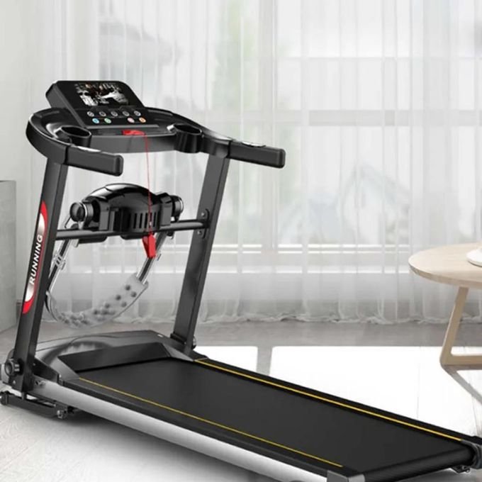 Foldable Motorized Treadmill Walking Pad with Massager & LED Display – Black