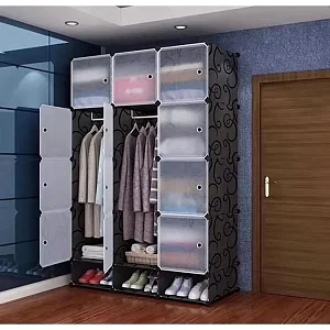 Portable 3-Column Plastic Wardrobe Closet – Modular Clothes Storage Cabinet