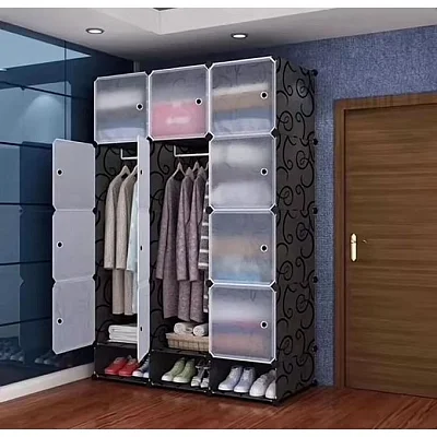 Portable 3-Column Plastic Wardrobe Closet – Modular Clothes Storage Cabinet