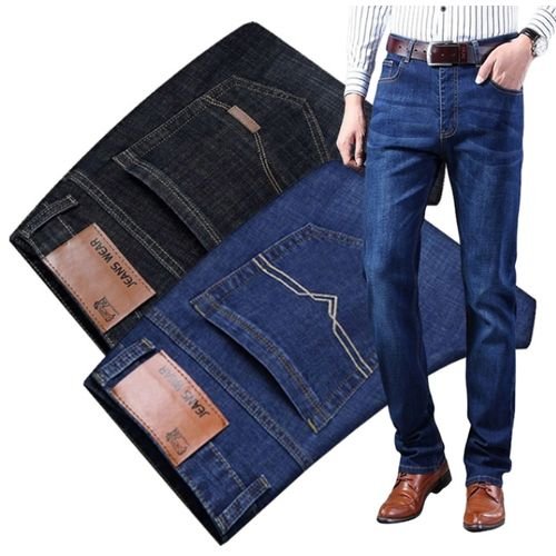 2Pcs Men's Casual Designer Jeans Fit Stretcher -Black/Blue (30 - 36) sizes