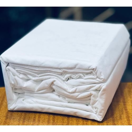 6x6 4Pcs Fitted Cotton BedsSheets (1 Fitted, 1 Flat bedsheet,  2 Pillowcases)-  White