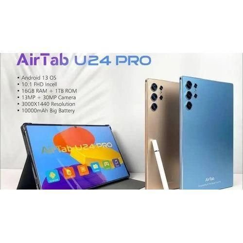 Airtab U24 PRO / U 26 PRO ANDROID 13 OS 10.1 FHD Incell 16GB RAM + 1TB ROM 10000mAh Big Battery 5g Tablet- multicolour