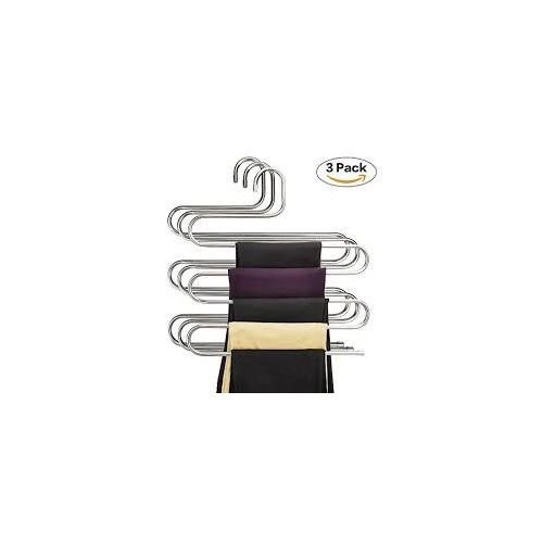 3 Pcs Of 5-Tier Pants Hangers Stainless Steel Clothes Organizer