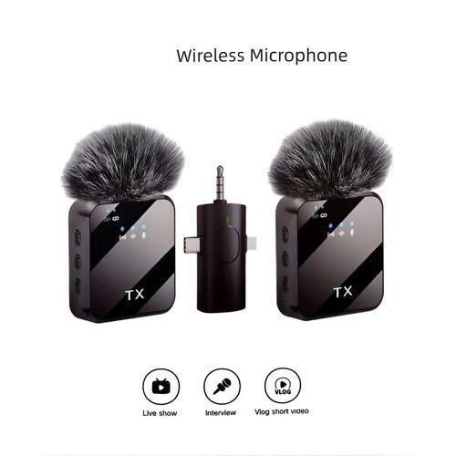 3-in-1 Wireless Microphone 2 Mics, 1 Receiver, Rechargeable Mic Set Ideal for Content Creators, Black