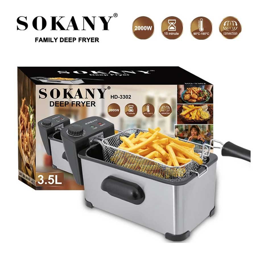 3.5L Sokany Deep Fryer Single - Silver