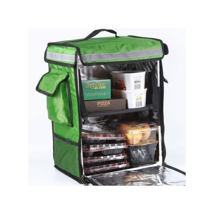 Insulated Food Delivery Backpack with Safety Strip - Multicolor