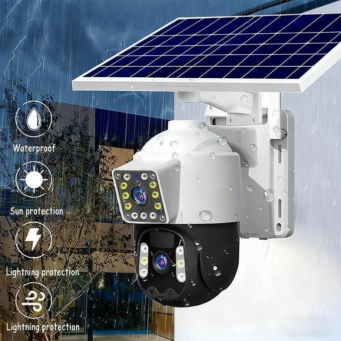 Dual lens solar camera, no power, no network, outdoor remote AI monitor