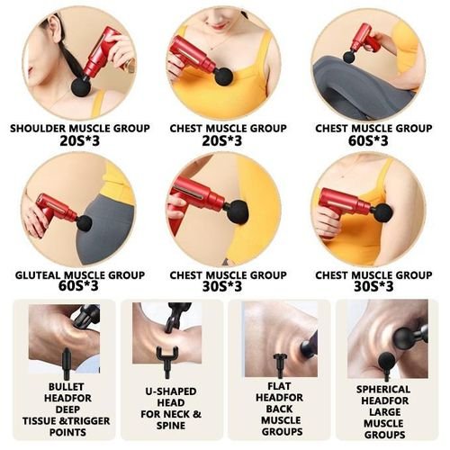 Body Massage Gun + 4 interchangeable head covers