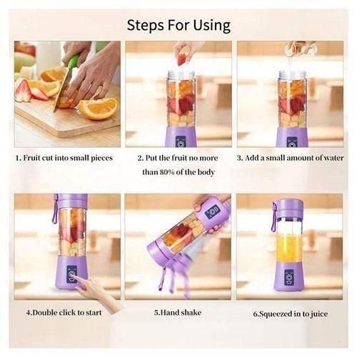 Portable Blender Juicer 380ml USB Rechargeable - Purple
