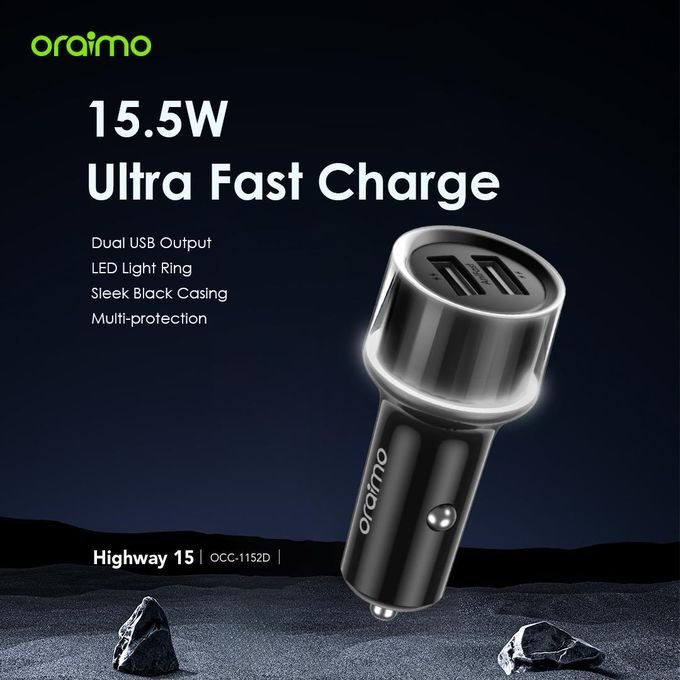 Oraimo Highway 15 Car Charger 15.5W Ultra Fast Charge