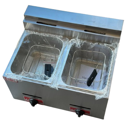 12L Commercial Stainless Steel Double-tank Gas Deep fryer.