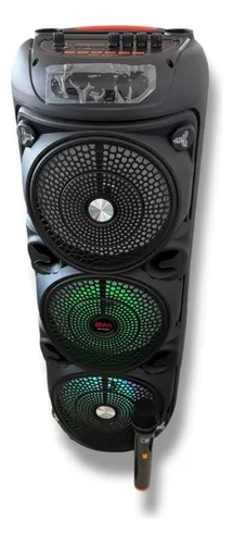 portable Bluetooth party speaker with microphone, built-in DJ lighting