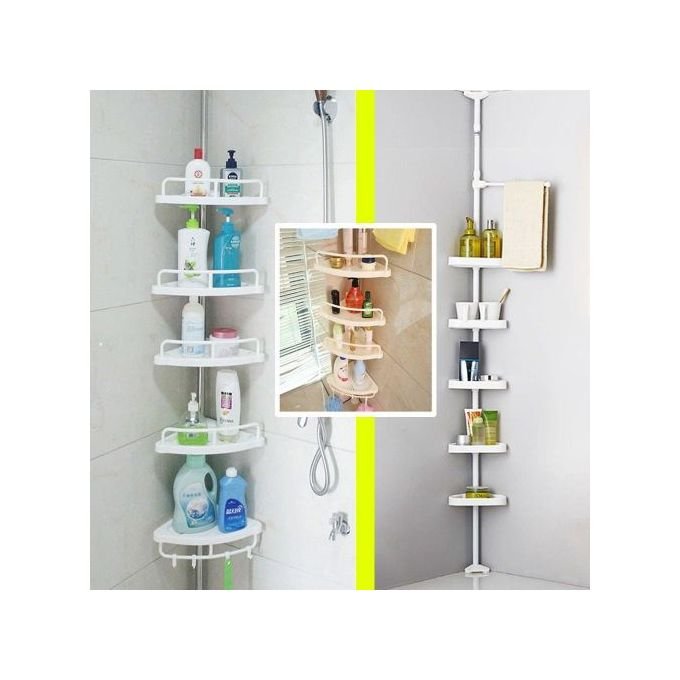 Adjustable Multi Corner Shelf Bathroom Organizer Storage Rack -White.