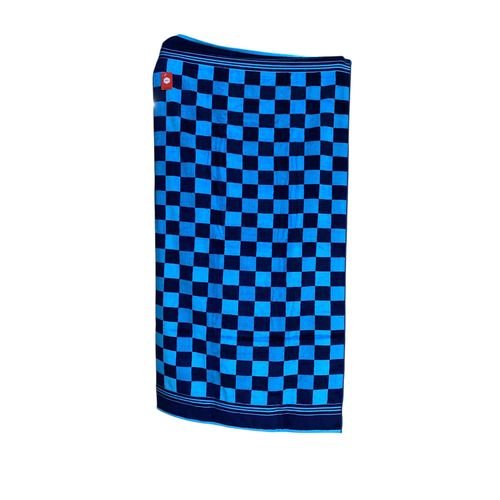 Large Size Velvet cotton Bath towels with dark and light blue squares 90*170cm