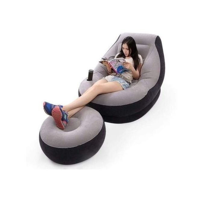 Intex  Inflatable Air Chair With Footrest And Armrests With Electric Pump