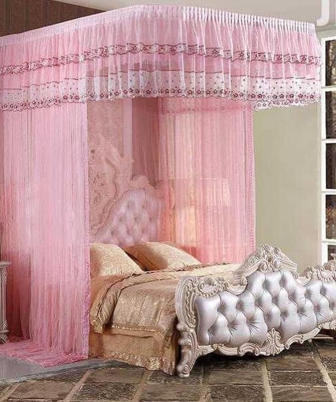 6x6 Wall mounted Mosquito Net- Pink