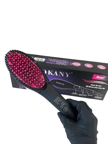 Sokany Ceramic Electric Straightener Brush - black