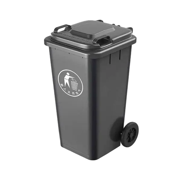 Outdoor 100L Plastic Waste Bin with 2 Wheels - Black