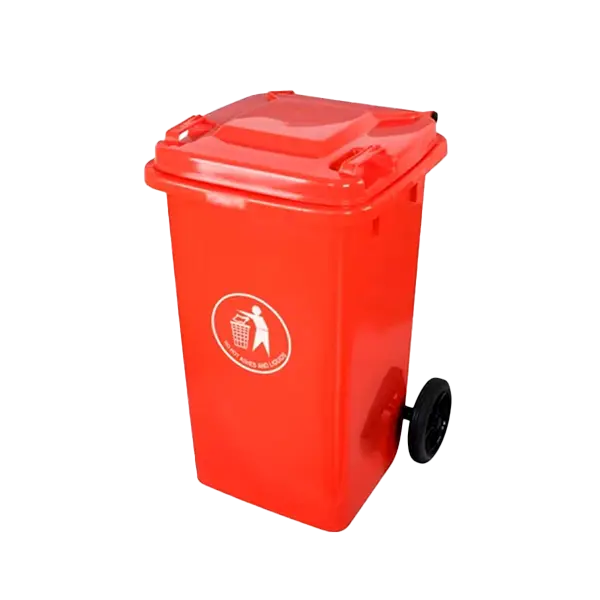120L Dust Bin/Waste Bin 2 Wheels - Red