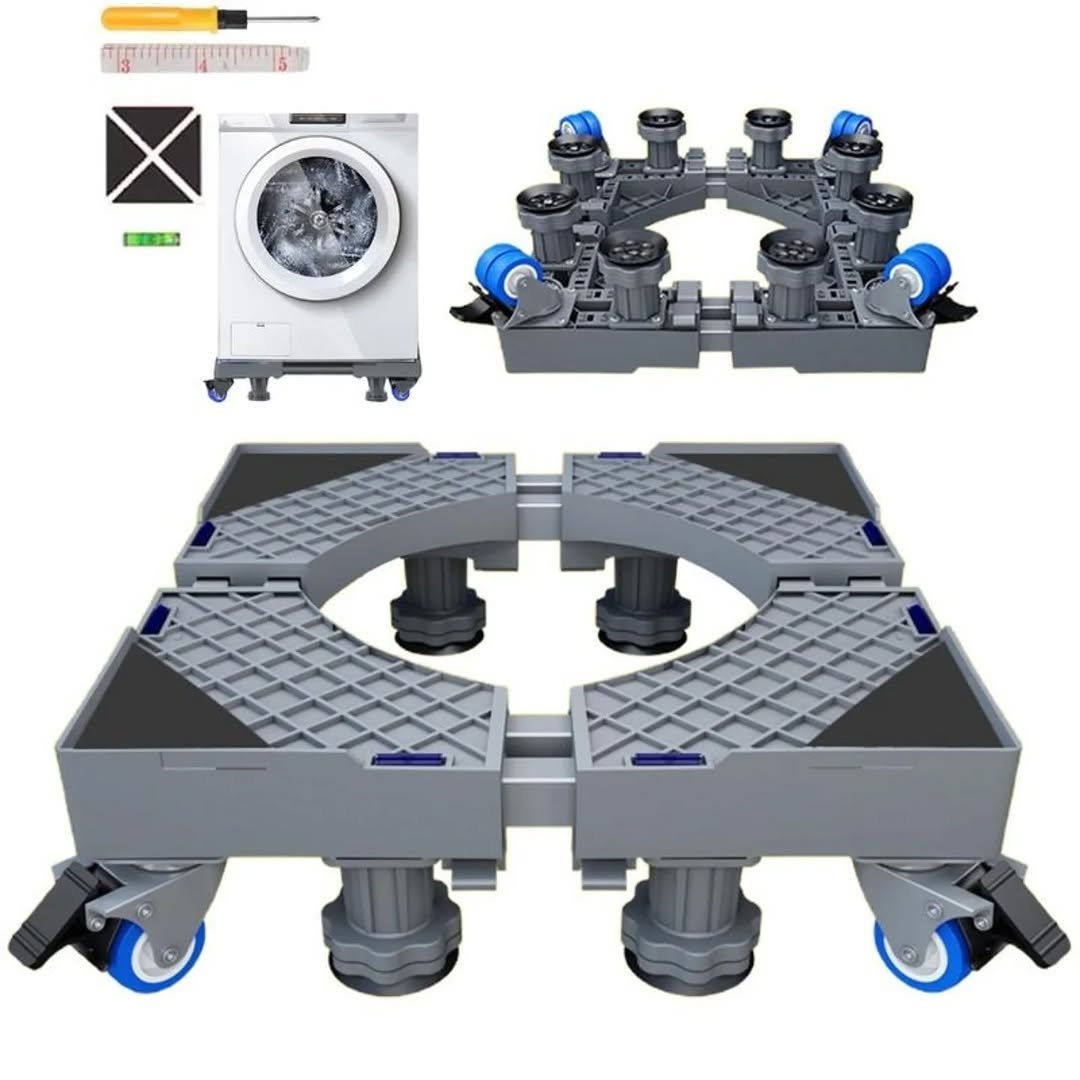 Heavy Duty Washing Machine Base Stand 4 Feet Adjustable Refrigerator Base Support 50-58cm Anti-Vibration Dryer Floor Trays Dishwasher Support Pedestal