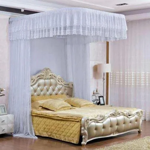 5x6 Luxury Wall-Mounted Canopy Mosquito Net – White