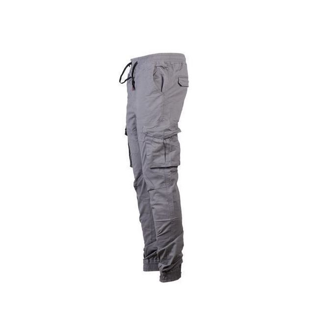 Men's Khaki Track Pants Cargo Trouser - Grey