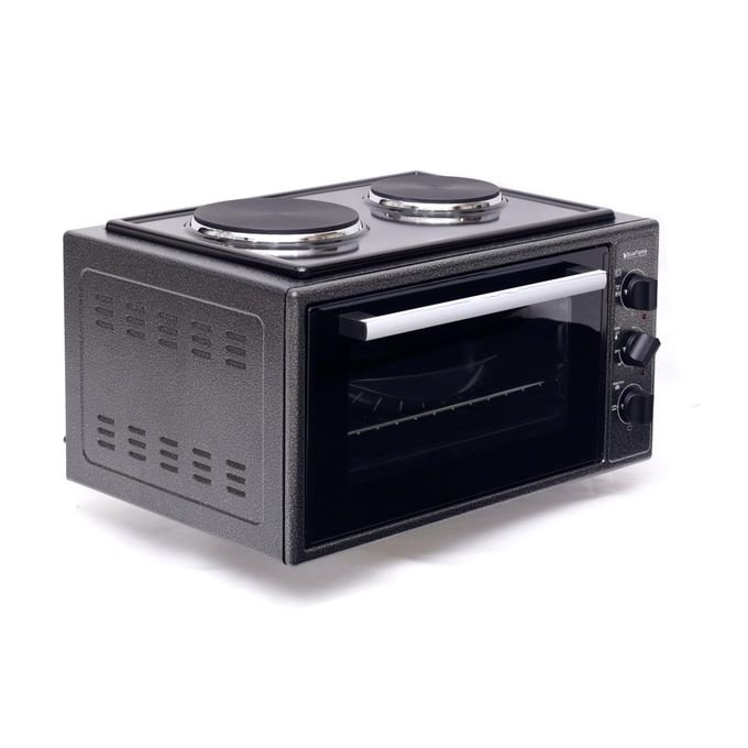 Blueflame 45 Liters Electric Mini Oven With Two Hot Plates / Hobs - Black