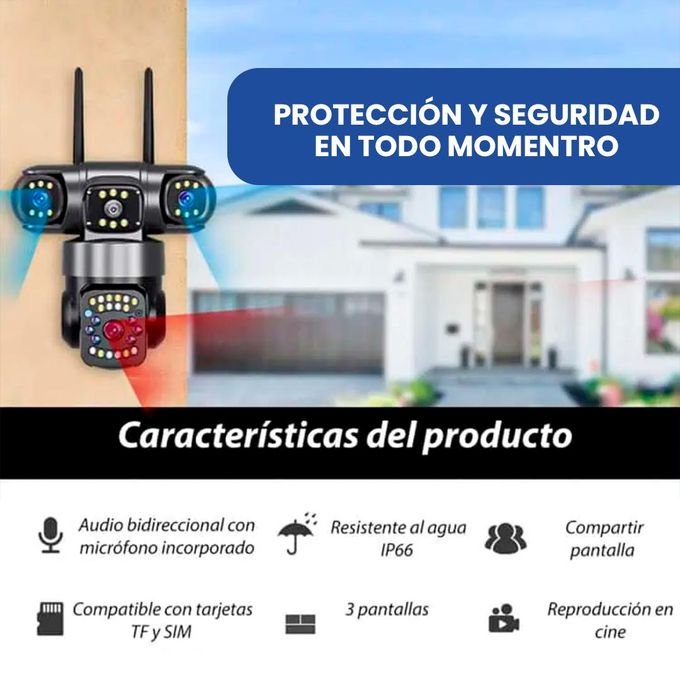 3 Lens and 3 Screens 4G PTZ Camera 6MP WiFi Security CCTV Wireless IP Triple-Lens Network PTZ Triple Screens Camera