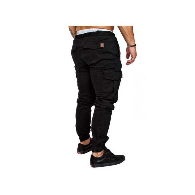 Mens Trousers Casual Trendy Cargo Pants - Black