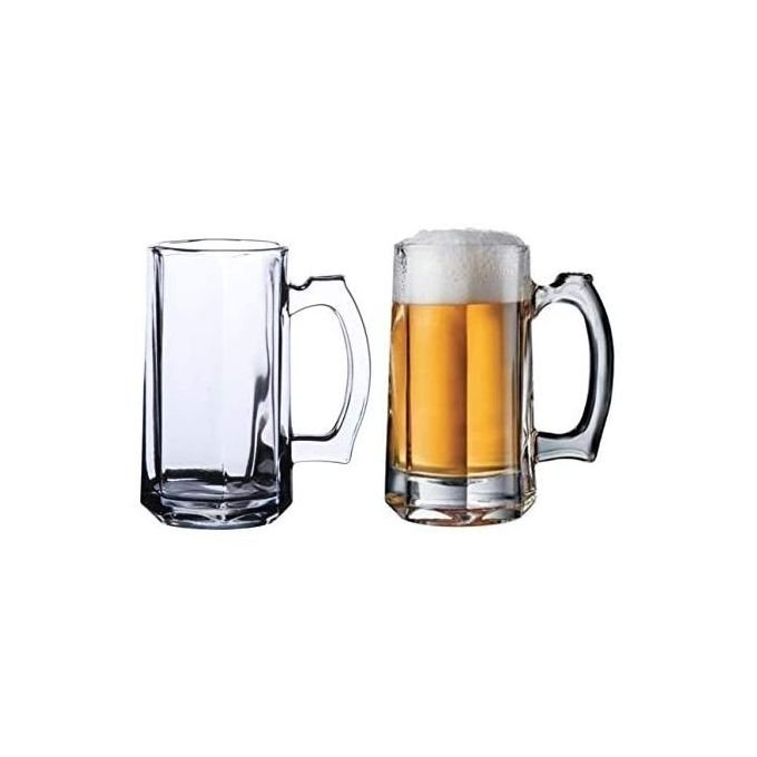 6 Pieces Of Heavy Glass Beer Glasses-Colorless