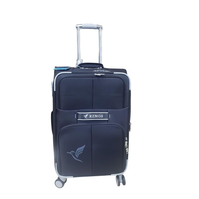 Small Size KZNGS Fabric Cloth Travel Suitcase With 5 Spin Wheels- Black