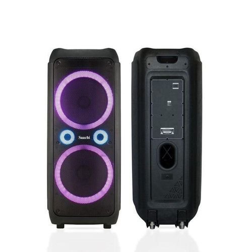 Saachi Professional Amplified Outdoor Speaker With Bluetooth/TWS/FM/LED Bundle With Wireless Mic - Black