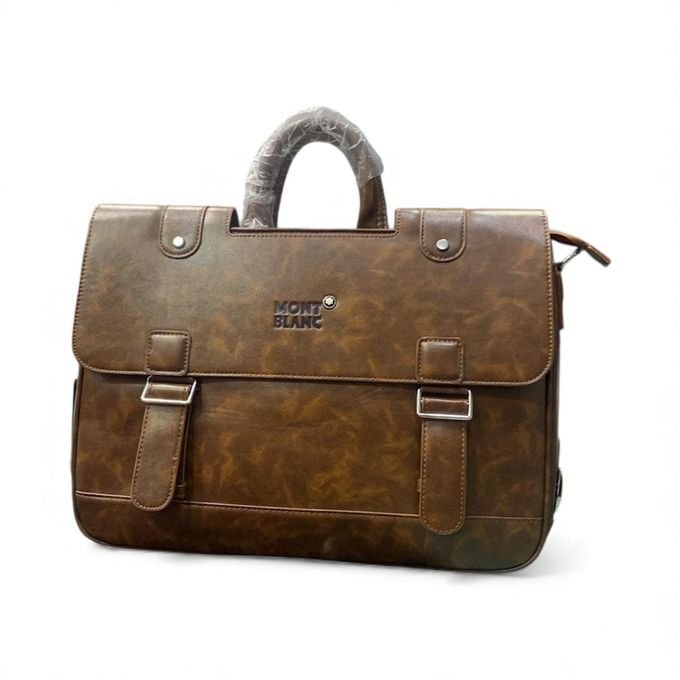 15.5" Mont Blanc Leather Laptop Briefcase Bag  - Coffee Brown