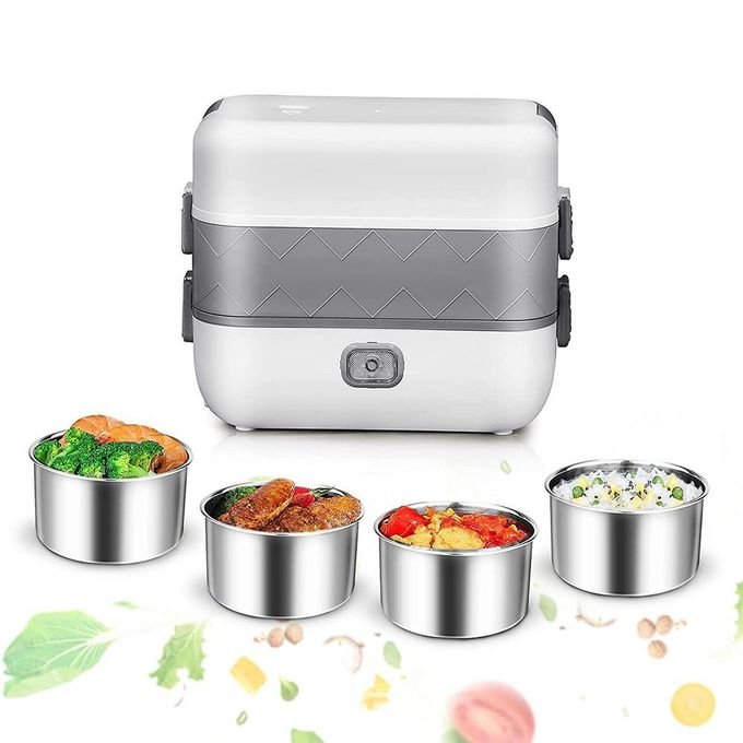 Portable 4 liner Electric Lunch Box Container- White