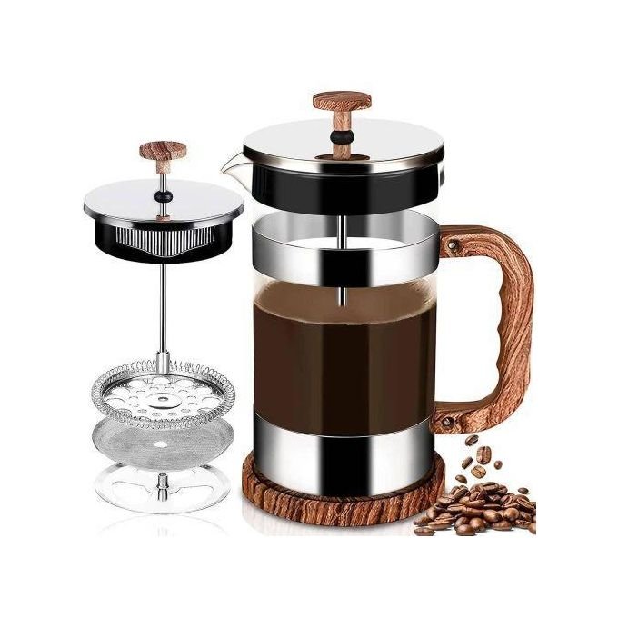 Elegant Glass and Stainless Steel French Press Coffee Maker - Multicolor