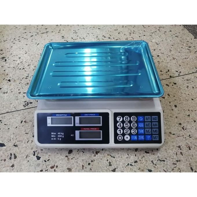 40kg Price Computing Weighing Scale For Butchery Kitchen Shop - Multicolour