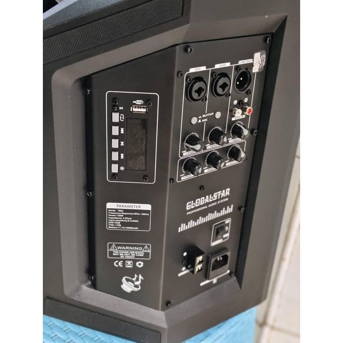 Global star Rechargeable Portable Wireless Amplified Speaker  For Street Preaching Campaigns Advertising Mic Guitar Usb Ports And Knobs For Adjusting Good Bass Treble Echo - Multicolor