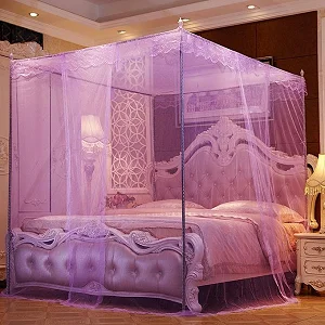 6×6 Mosquito Net with 4 Stainless Steel Stands – Purple