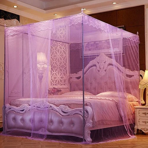 6×6 Mosquito Net with 4 Stainless Steel Stands – Purple