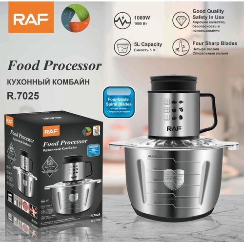 RAF 5 Liter Stainless Steel Food Processor  - silver