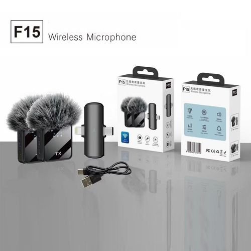 Universal F11-2 3-in-1 Professional Wireless Bluetooth – Plug & Play Mic for Phone, Camera & Laptop