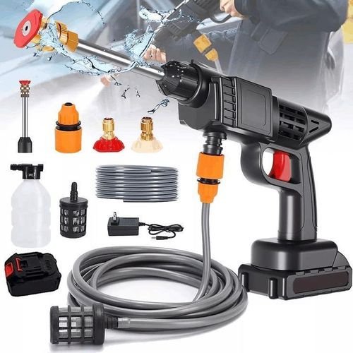 Portable Cordless High-Pressure Washer 2 Batteries 48v. used primarily for car washing and other Spraying Tasks