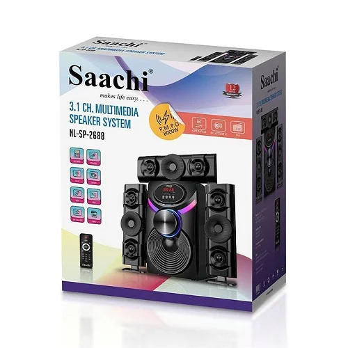 Saachi NL-SP-2688 3.1 Channel Home Audio System – 8000W Multimedia Speaker &amp; Subwoofer, Black