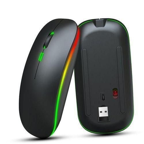 2.4G Wireless Rechargeable Mouse with Colourful Light - Black