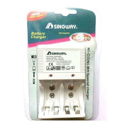 Electric Rechargeable Battery Charger Size AA,AAA and 9V - Silver