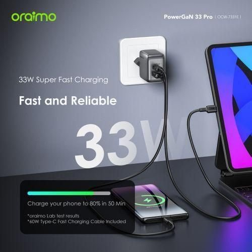 Oraimo 33W fast charger With 60W Fast Type-C to Type-C Charging Cable